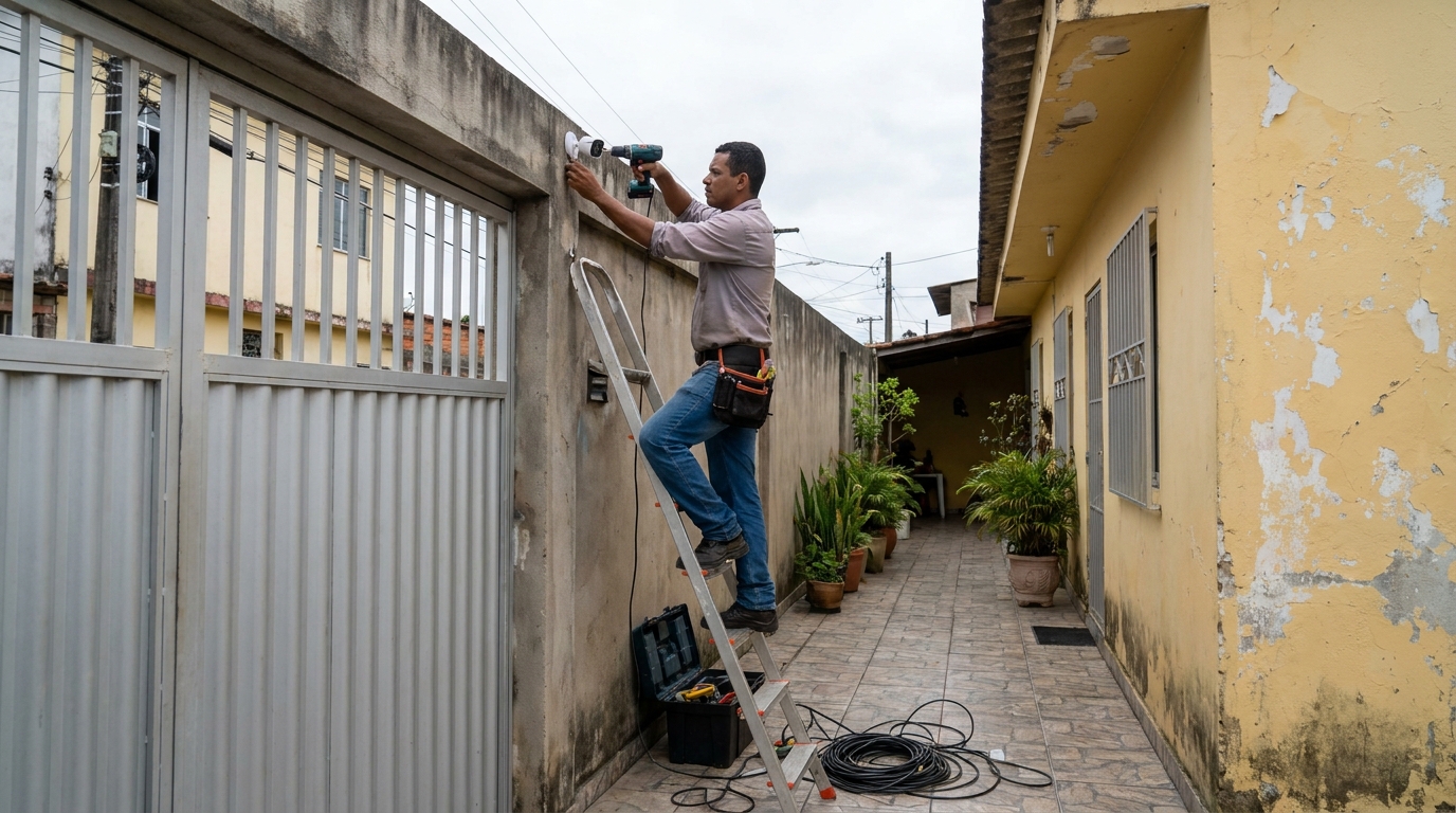 Passagem de cabeamento em Canoas‑RS